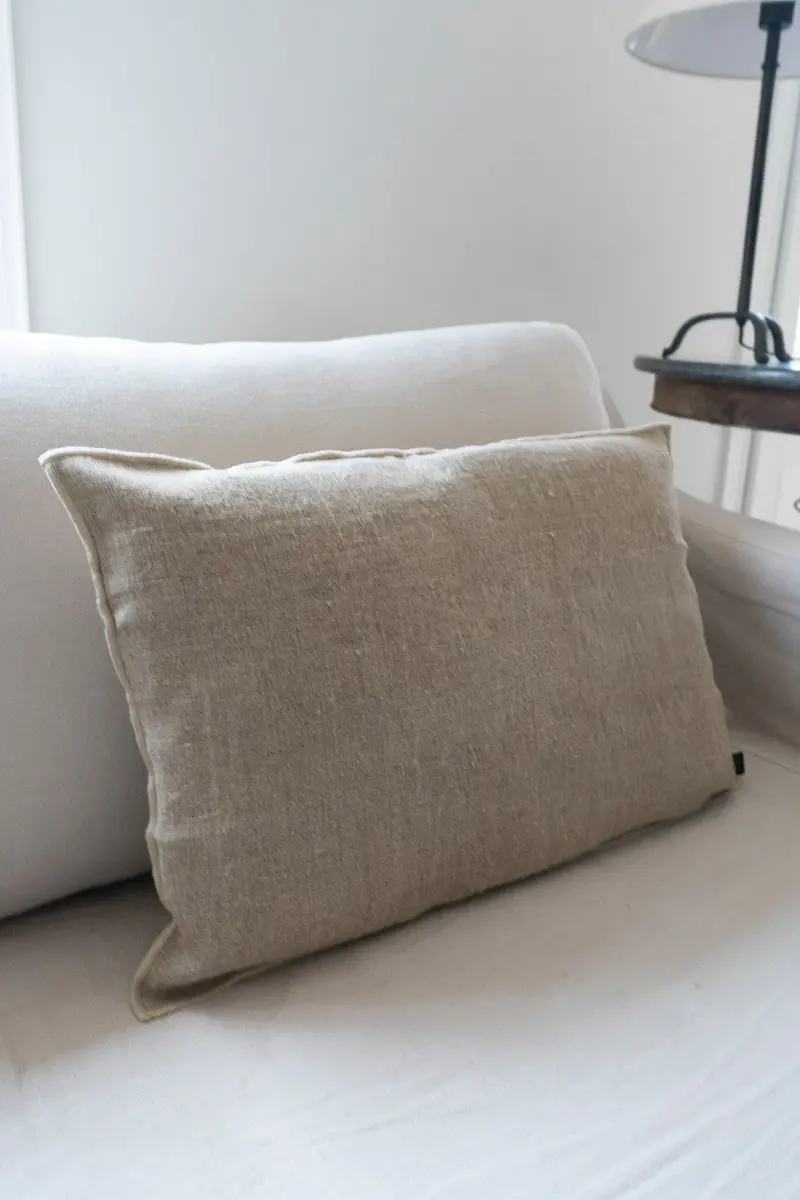 Cojín De Lino Beige Rectangular