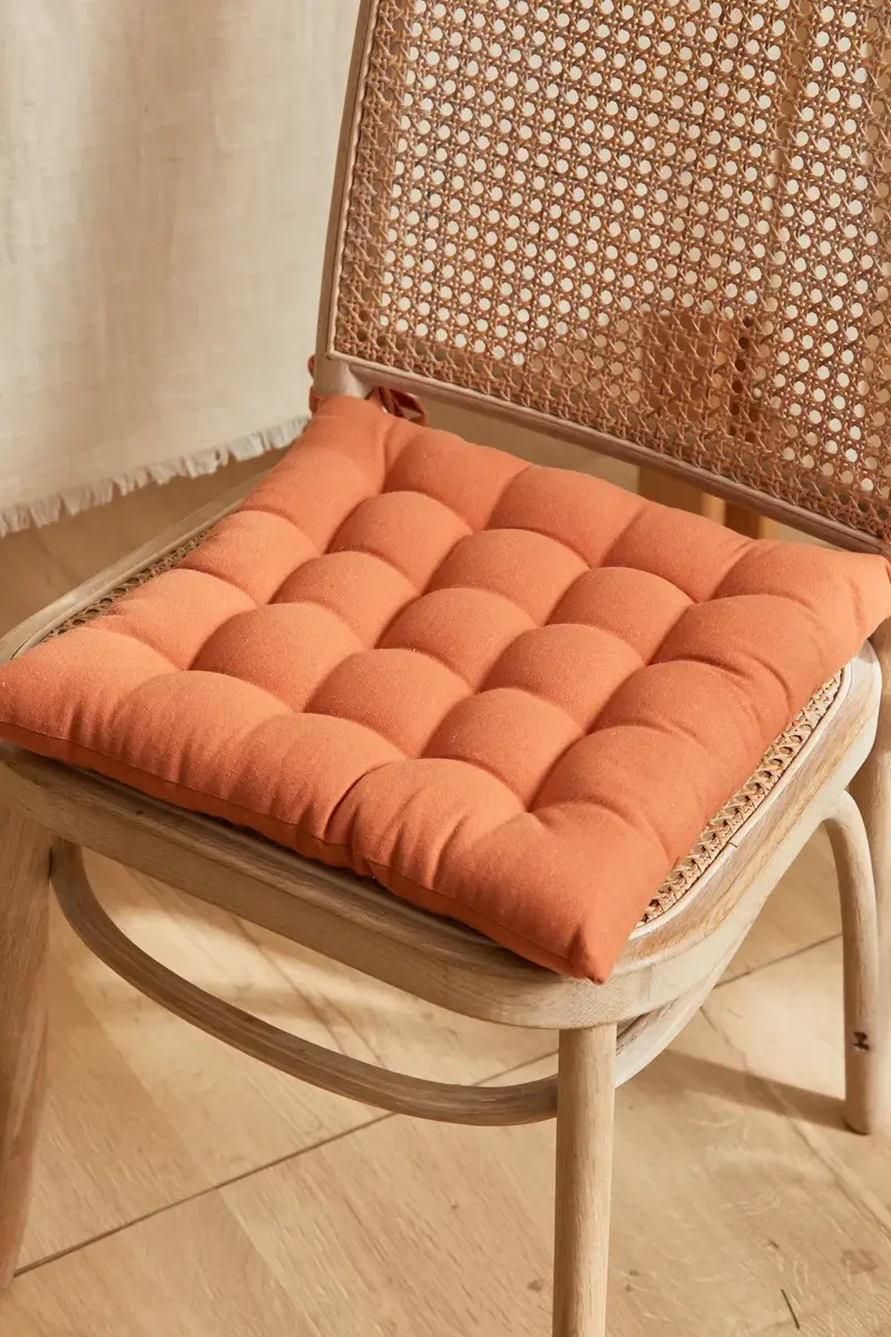 Cojín para silla cuadrado lavable de algodón tierra Gavema
