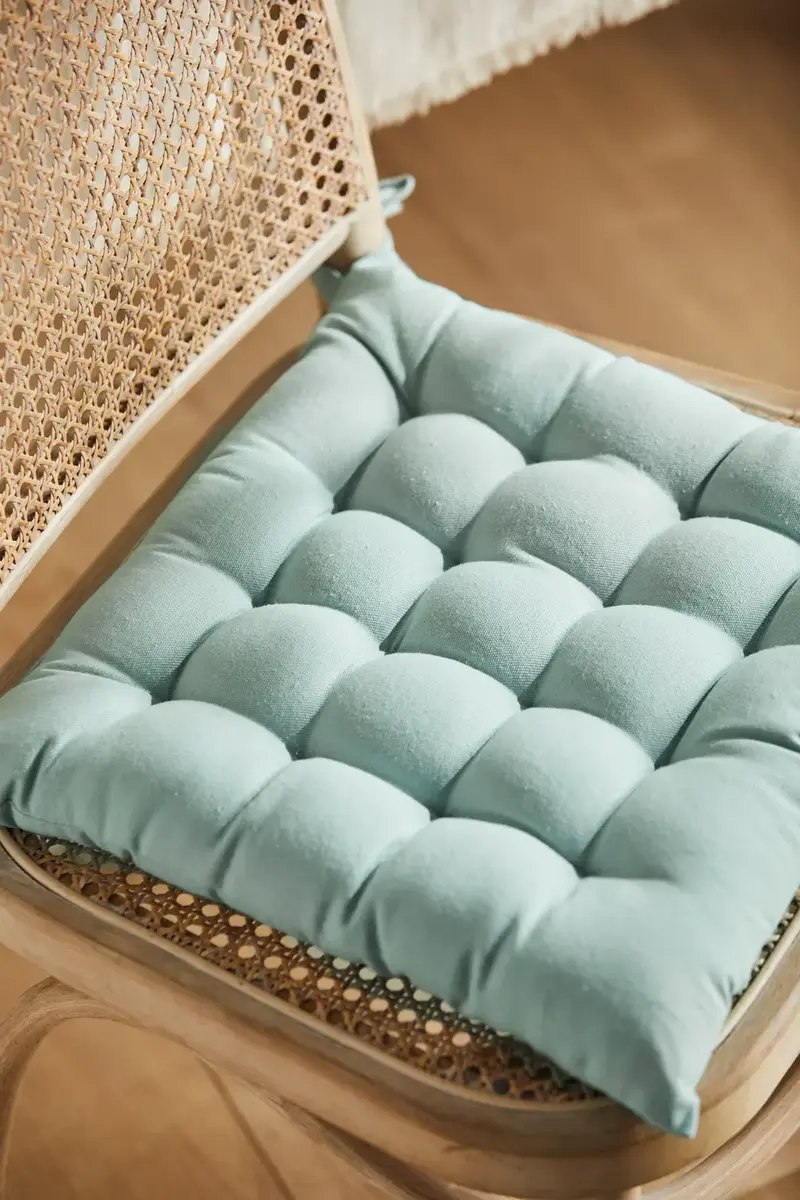 Cojín para silla cuadrado lavable de algodón verde claro Gavema