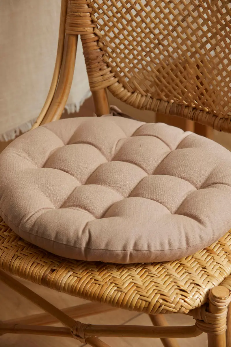 Cojín para silla redondo lavable de algodón piedra Gavema