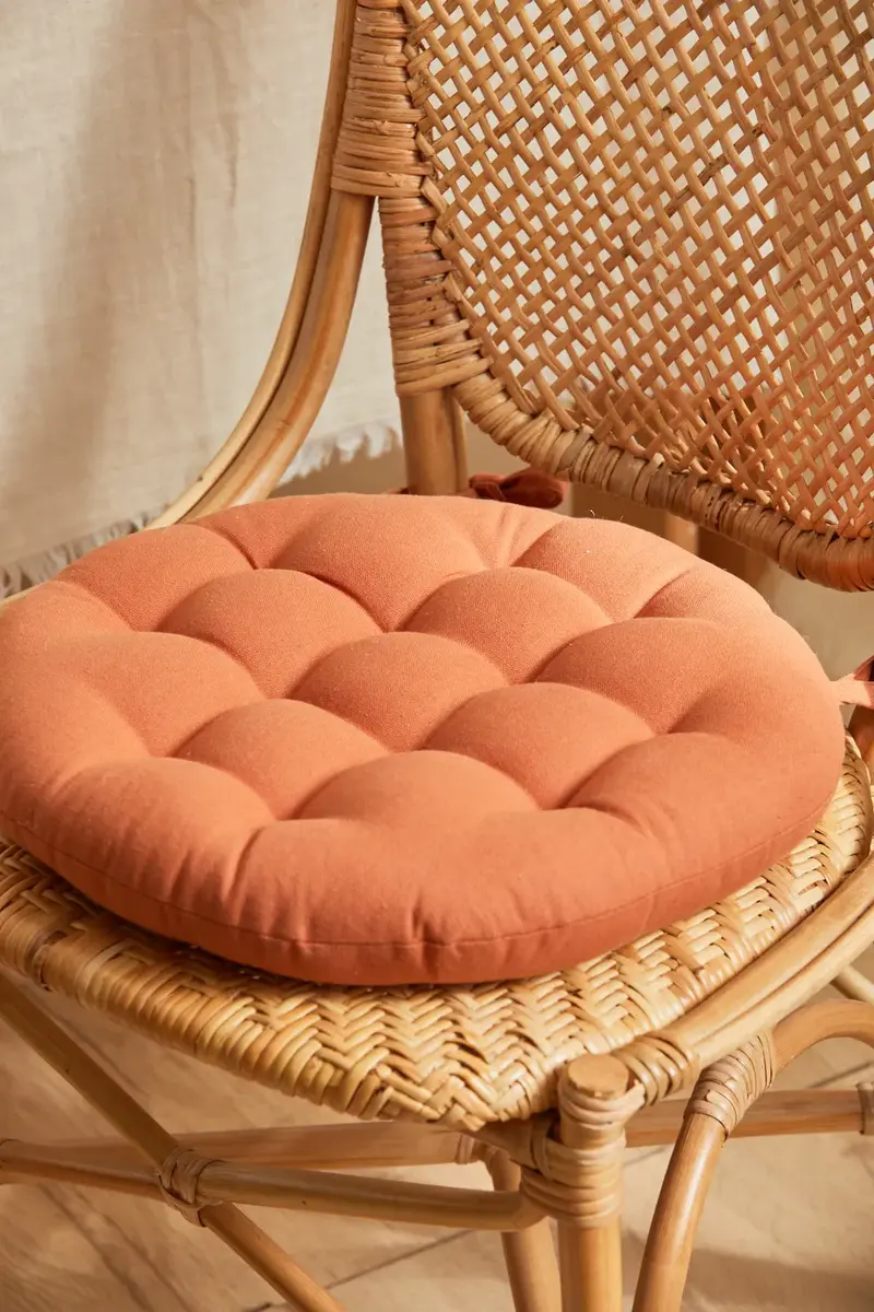 Cojín para silla redondo lavable de algodón tierra Gavema