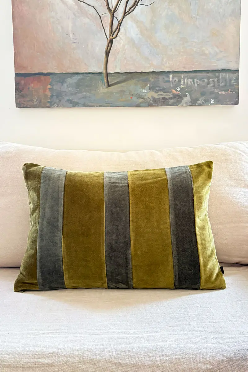 Cojín Verde De Terciopelo Rectangular
