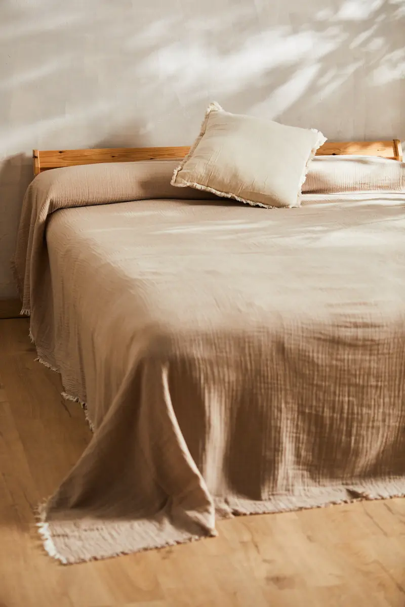 Colcha de algodón beige Layer