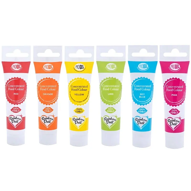 COLORANTE RAINBOW DUST EN GEL PROGEL MULTIPACK 6 COLORES