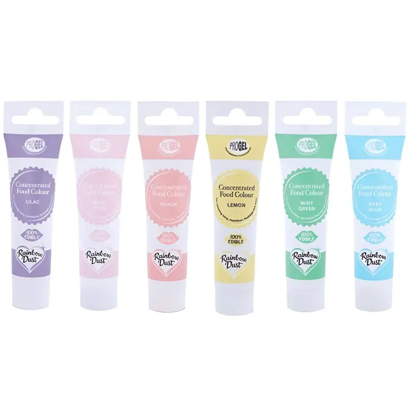 COLORANTE RAINBOW DUST EN GEL PROGEL MULTIPACK PASTEL 6 COLORES