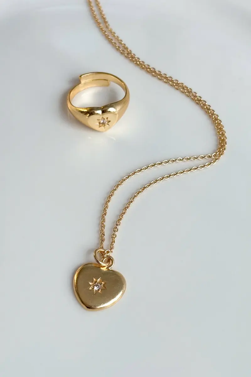 Combinación Collar & Anillo Diseño Corazón