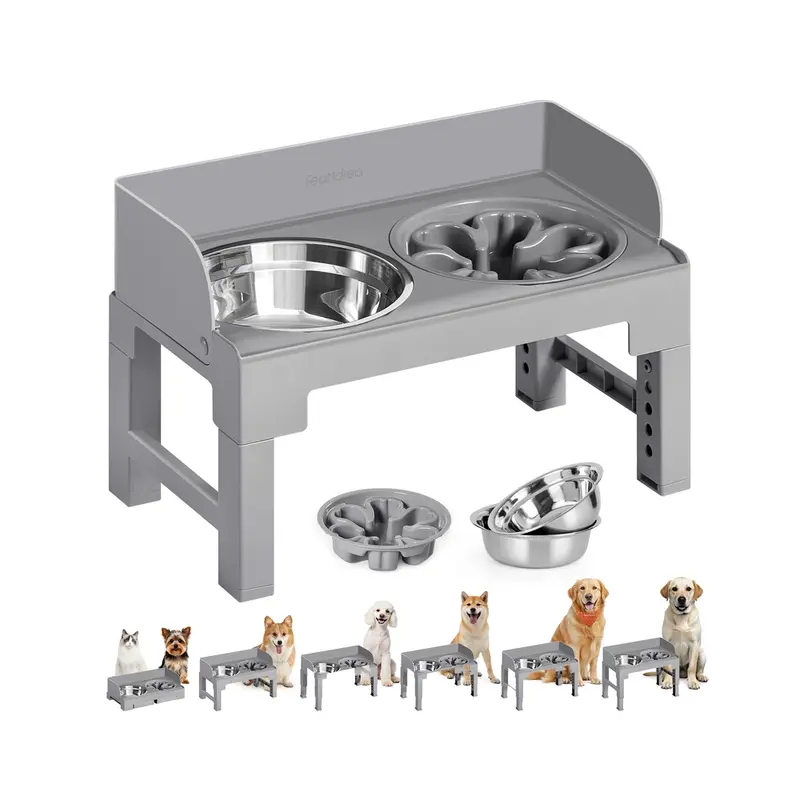 Comedero elevado para perros con cuencos ajustables