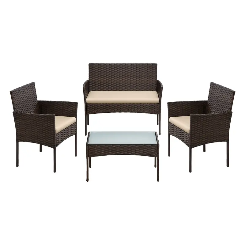Conjunto de Muebles de Jardín de Patio Ratán Mimbre de PE