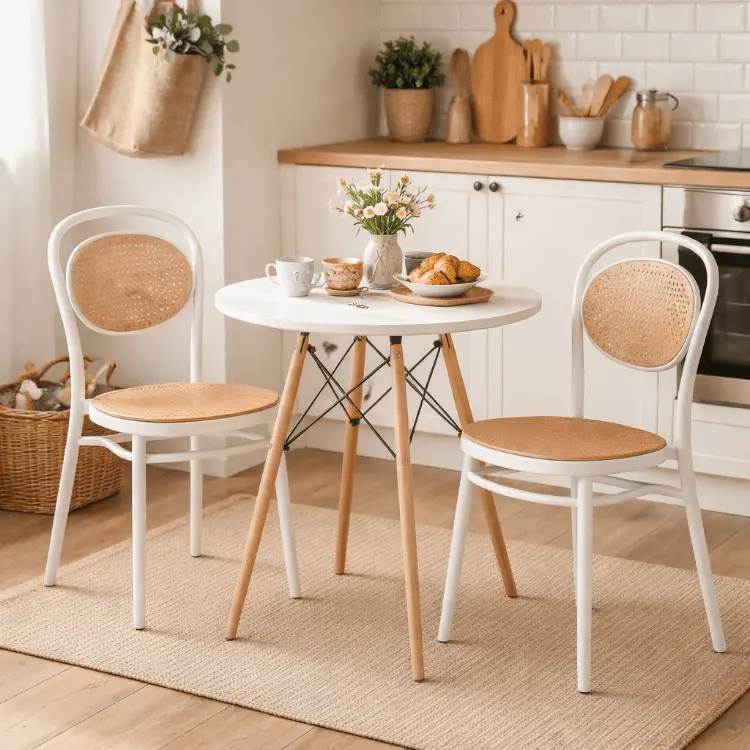 Conjunto mesa redonda 70-80 cm con 2 sillas Klara