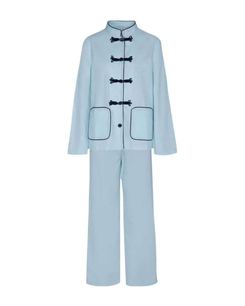 CONJUNTO PIJAMA AZUL CON RIBETE AZUL