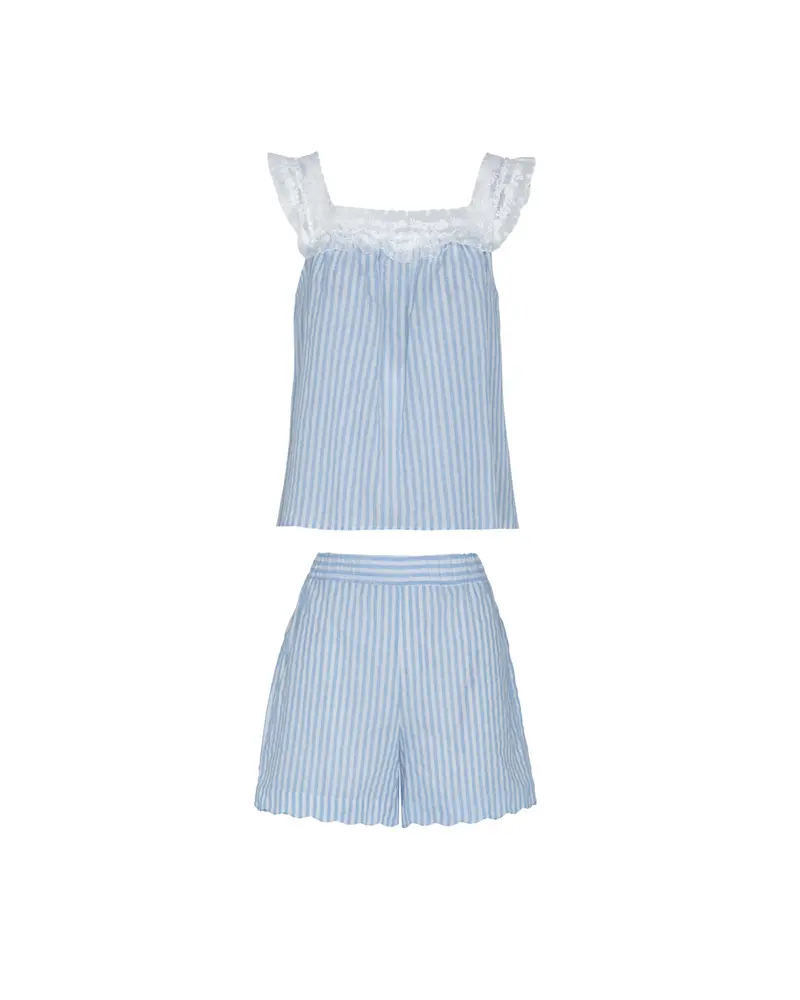 CONJUNTO PIJAMA LENCERO AZUL