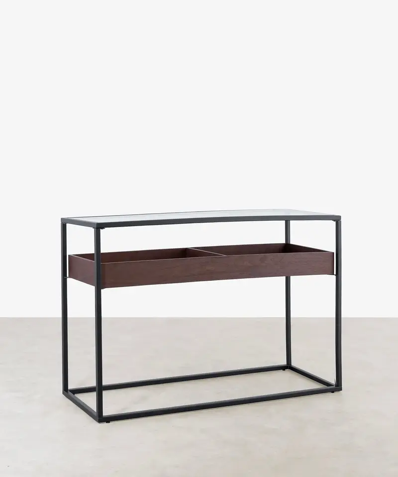 Consola en Madera y Cristal Templado Brent 120 cm x 40 cm