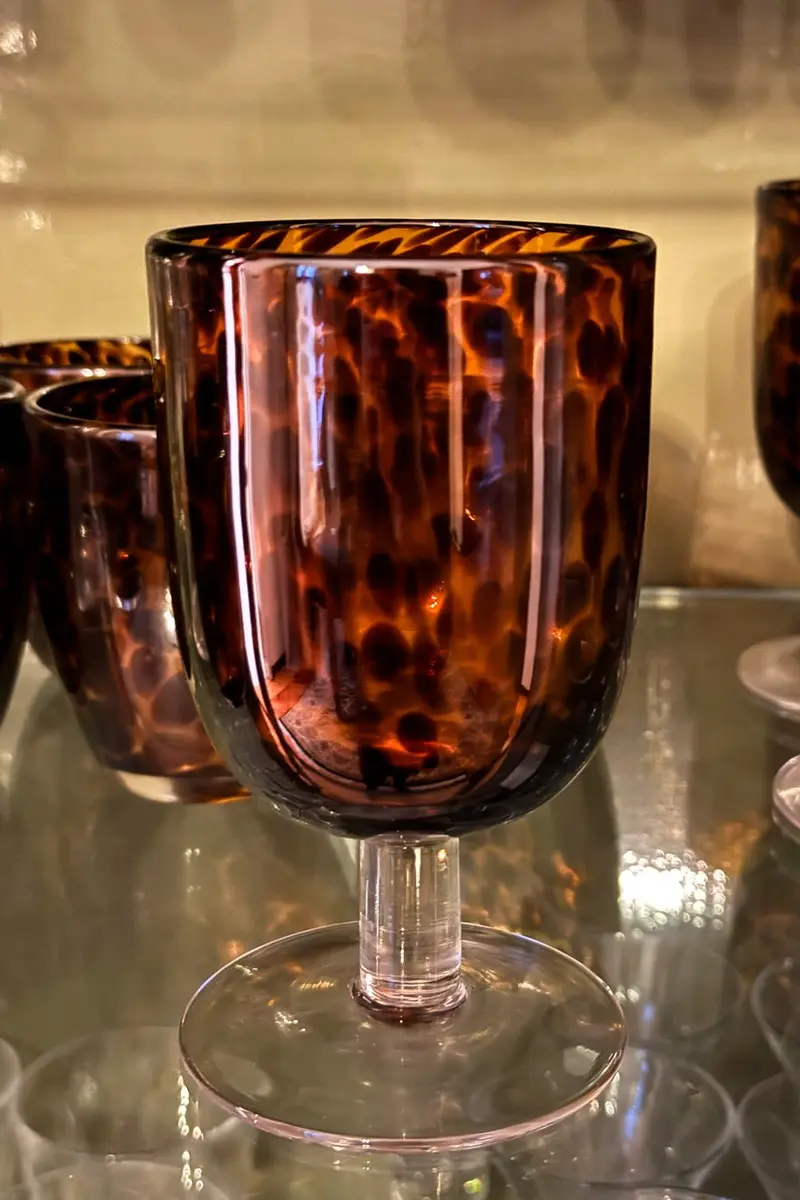 Copa De Cristal Con Diseño Moteado Ámbar