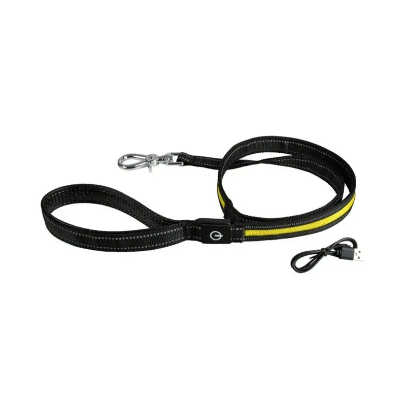 Correa LED para Perro Luz Amarilla 120 cm – Recargable USB, Alta Visibilidad Nocturna