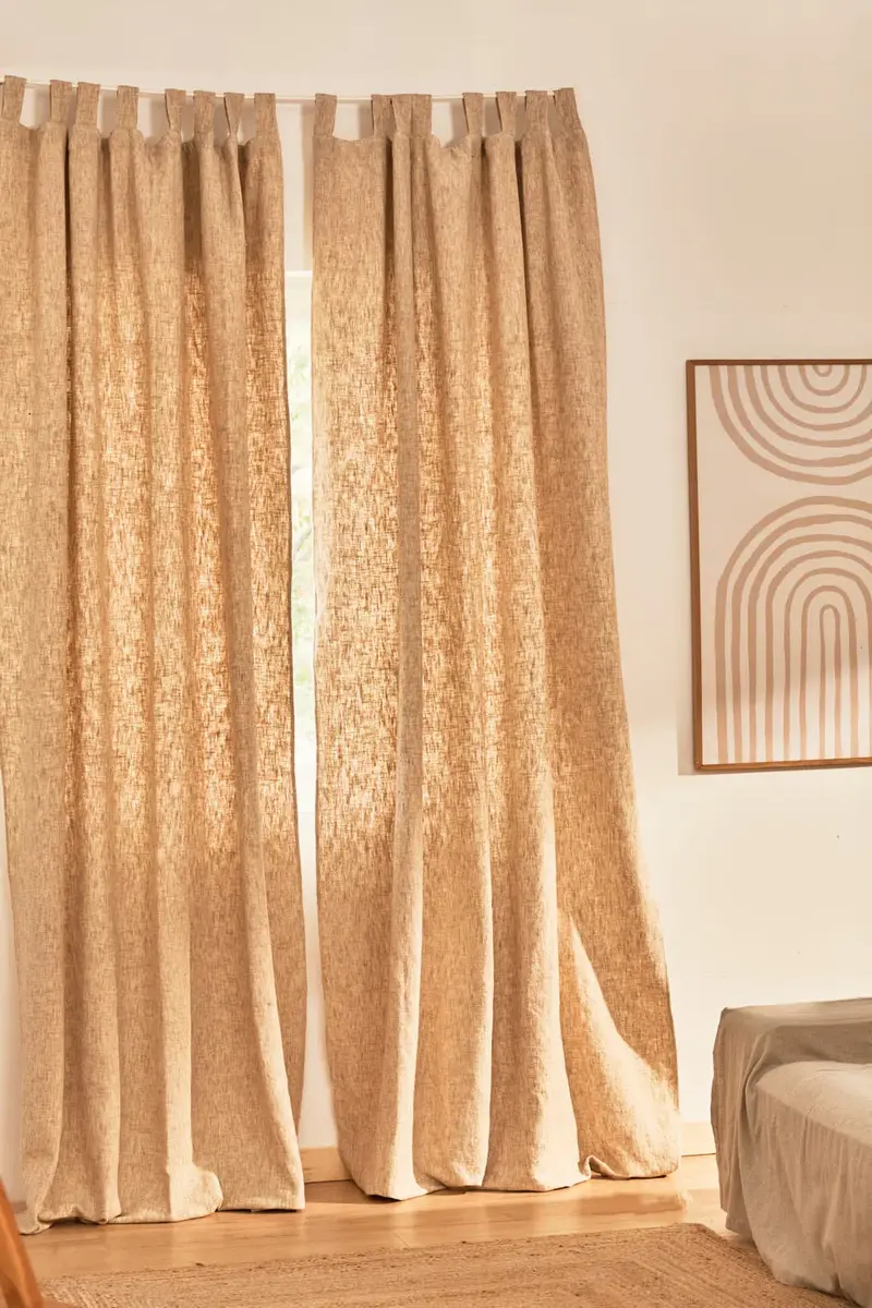 Cortina semiopaca de lino beige Arga