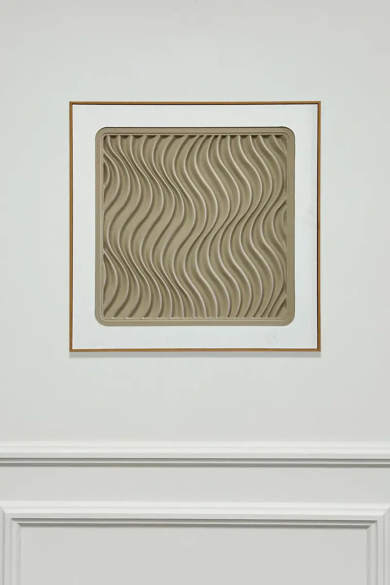 Cuadro Abstracto En Relieve Con Efecto Escayola Beige