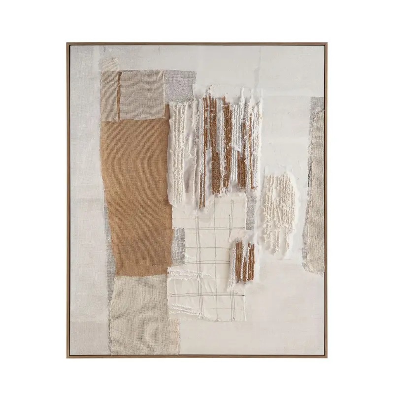 Cuadro abstracto en tonos beige, blanco y marrón Guayana 80×100 cm