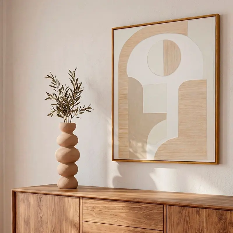 Cuadro abstracto en tonos beige y blanco Torino 80×100 cm