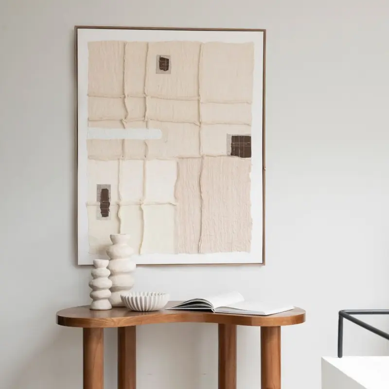 Cuadro abstracto en tonos beige y crudo Manaos 80×100 cm