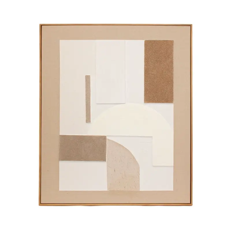 Cuadro abstracto en tonos beige y terracota Kediri 80×100 cm