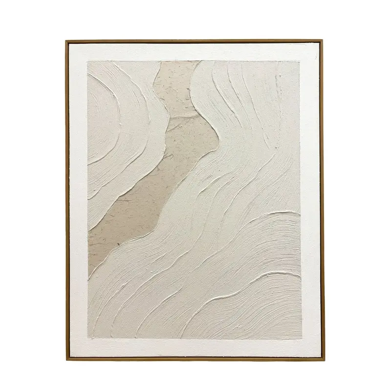 Cuadro abstracto en tonos blanco y beige Palawan 80×100 cm
