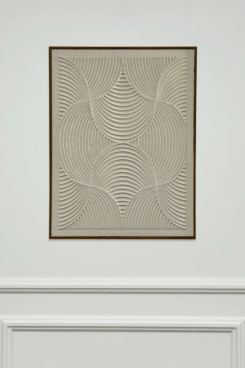 Cuadro De Lienzo Abstracto Blanco Con Ondas En Relieve