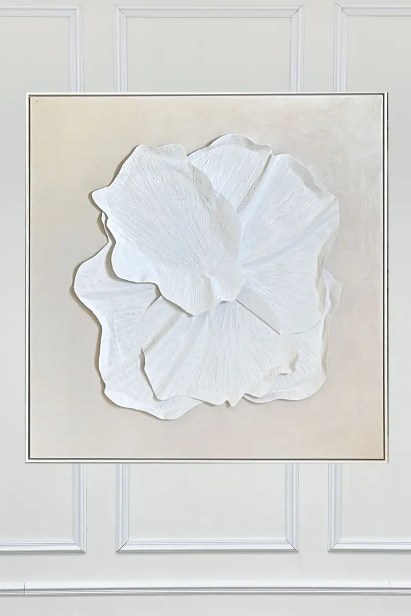 Cuadro De Lienzo Abstracto En Relieve Con Diseño Floral