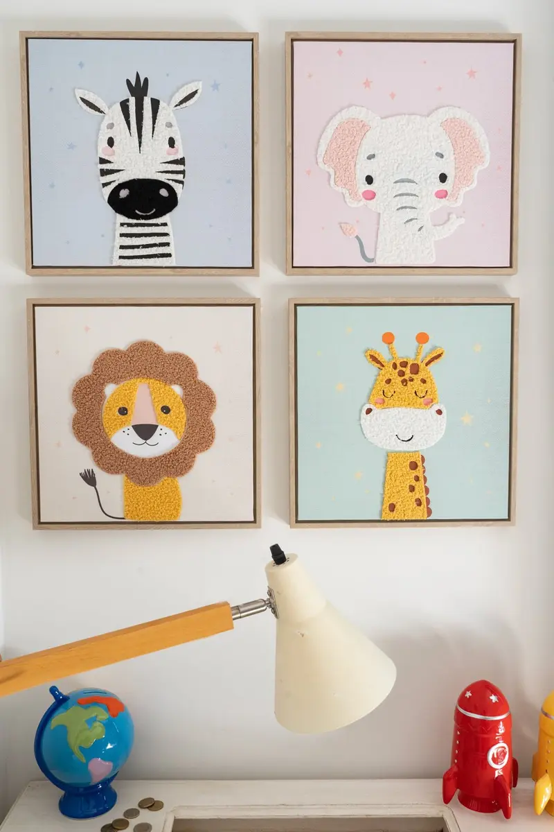 Cuadros Infantiles Con Diseño De Animales En Relieve