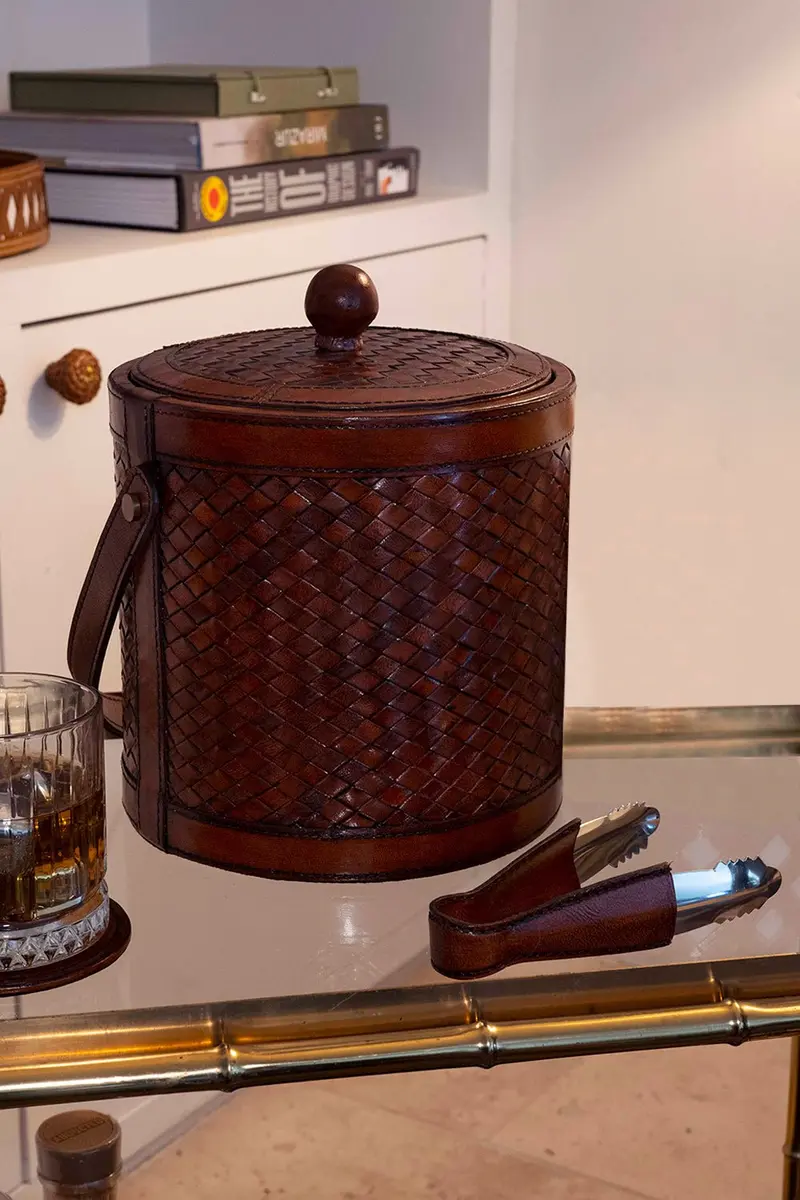 Cubitera Con Diseño Entramado De Cuero Grande