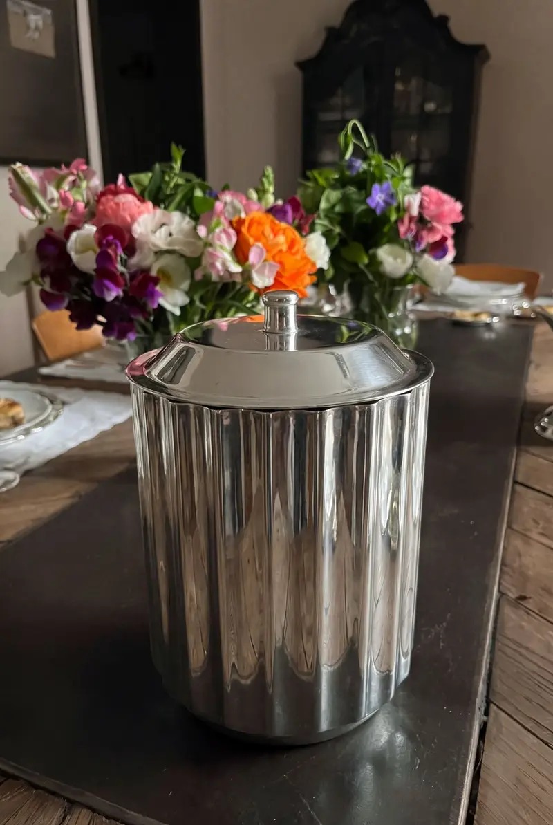 Cubitera Plisada De Plata Con Tapa CO