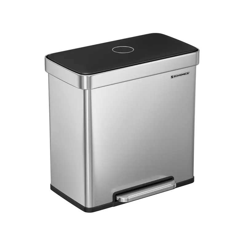Cubo de Basura Doble de 2 x 30 L Plata