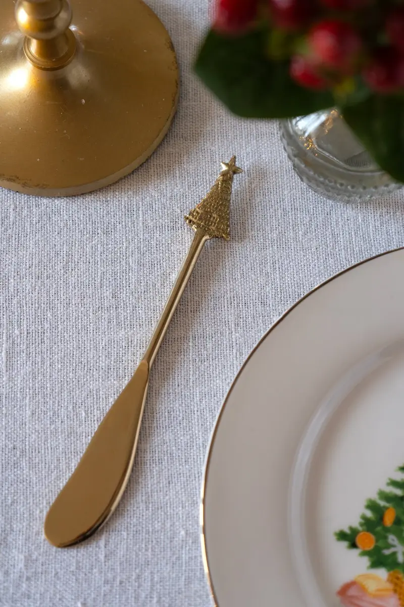 Cuchillo Foie De Bronce Con Diseño De Árbol De Navidad