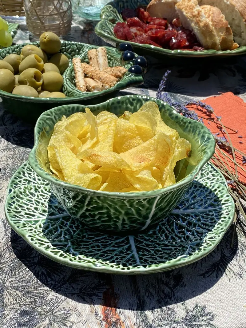 Cuenco Cerámica Con Plato Hoja De Col