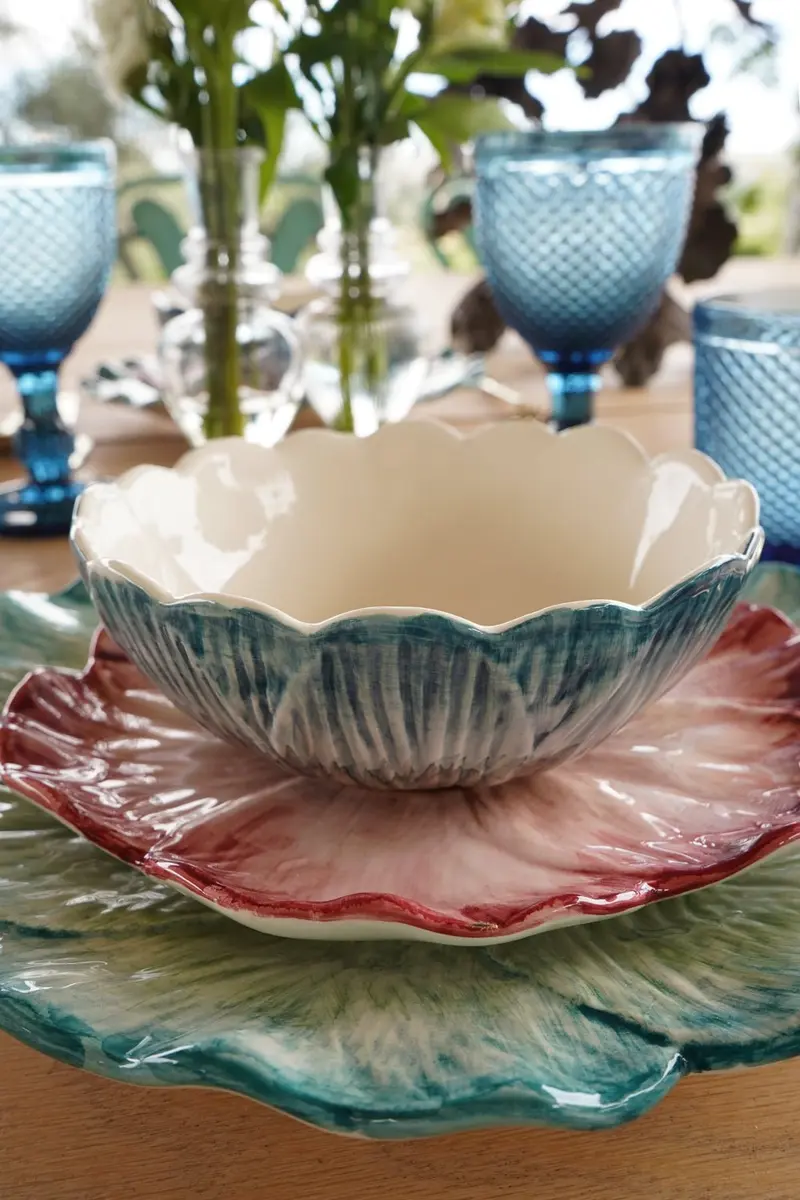 Cuenco Con Diseño De Flor Azul