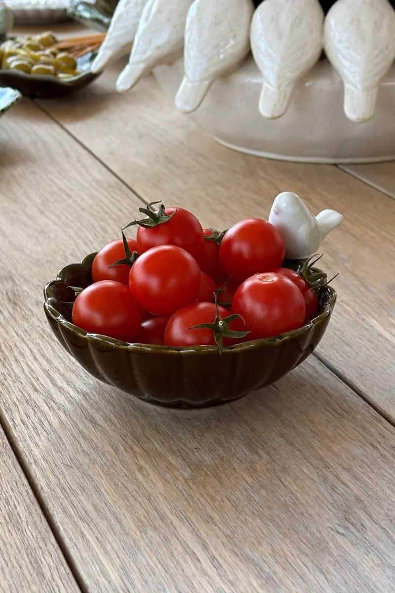 Cuenco Con Diseño De Flor Y Figura De Pájaro