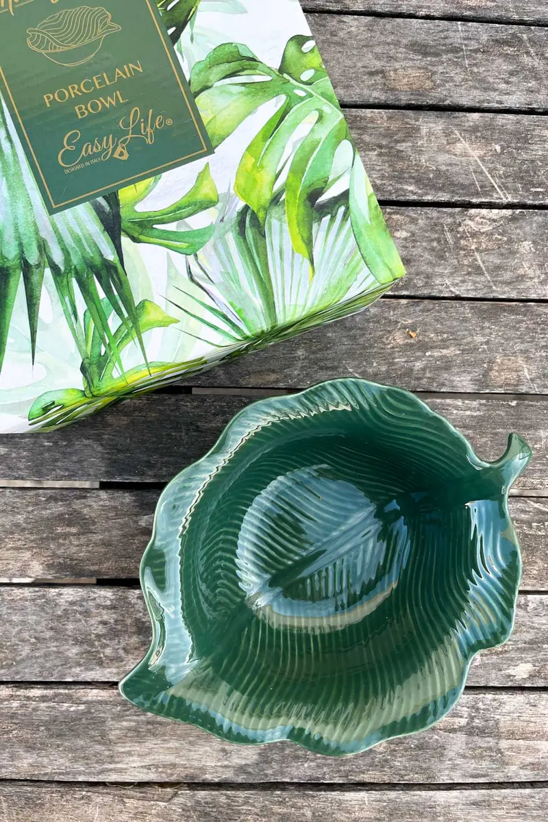 CUENCO CON DISEÑO TROPICAL DE PORCELANA