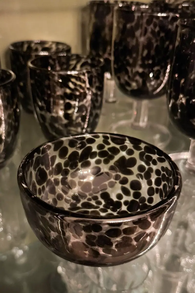 Cuenco De Cristal Con Diseño Moteado Negro