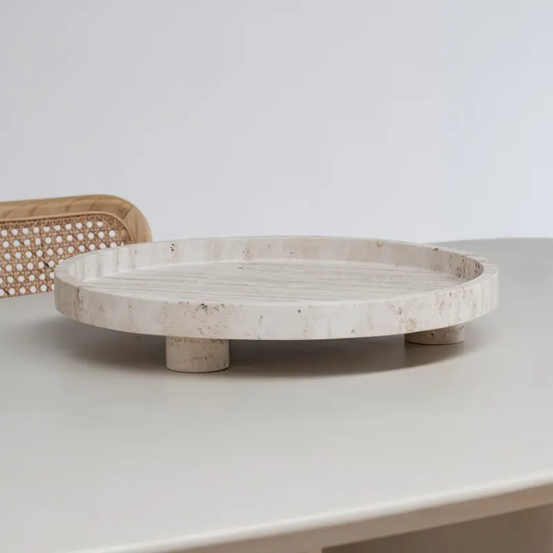Cuenco de travertino - Arenisca blanca - D45 cm