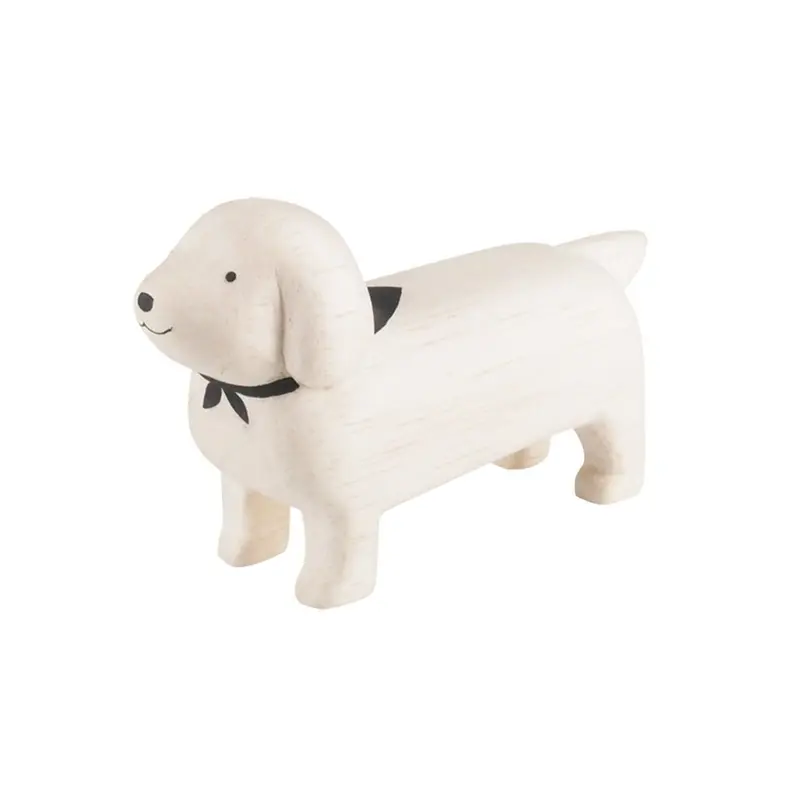 Dachshund White Animal de Madera Pole Pole