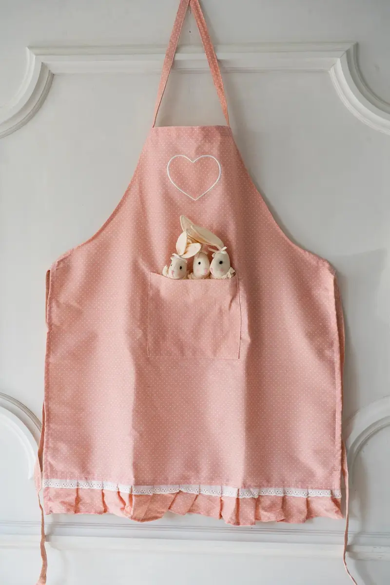 Delantal De Niños Con Diseño De Conejos & Puntos Rosas