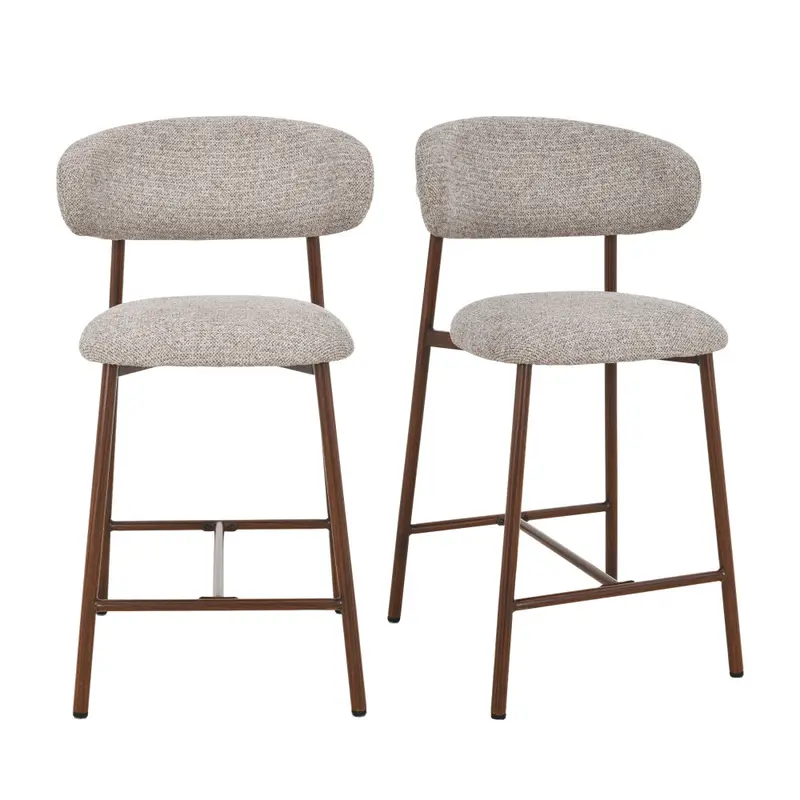 DRACO - Lote de 2 taburetes de bar de tela y metal H65 cm