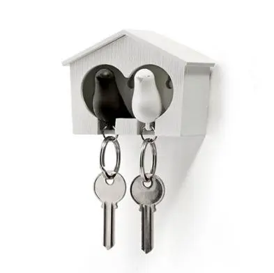 Duo Sparrow Keyring White - black