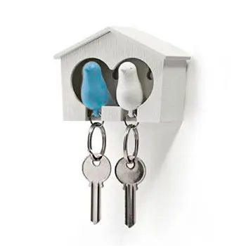 Duo Sparrow Keyring White - Blue