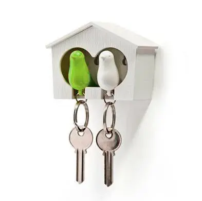 Duo Sparrow Keyring White - Green