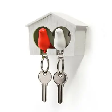 Duo Sparrow Keyring White - Red
