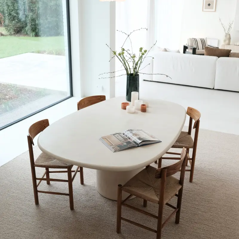 Eettafel beige con aspecto de mortex - Microskin - 180 cm - Geelong