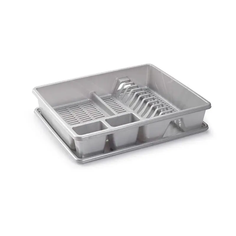 Escurreplatos Rectangular Gris con Bandeja Recoge agua