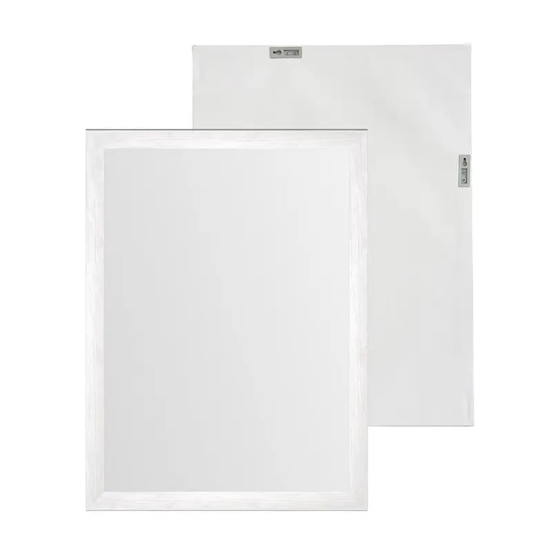 Espejo de pared rectangular con marco blanco con vetas de madera de 76x56cm