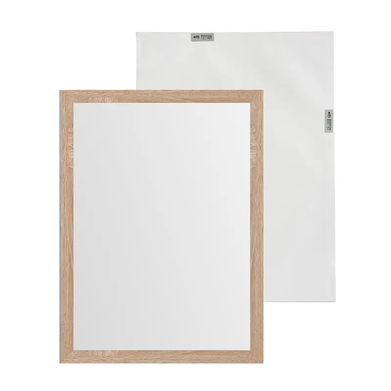 Espejo de pared rectangular con marco color roble de 76x56 cm