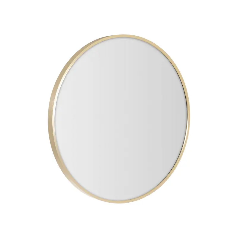 Espejo de pared redondo con marco de aluminio dorado de 50 cm